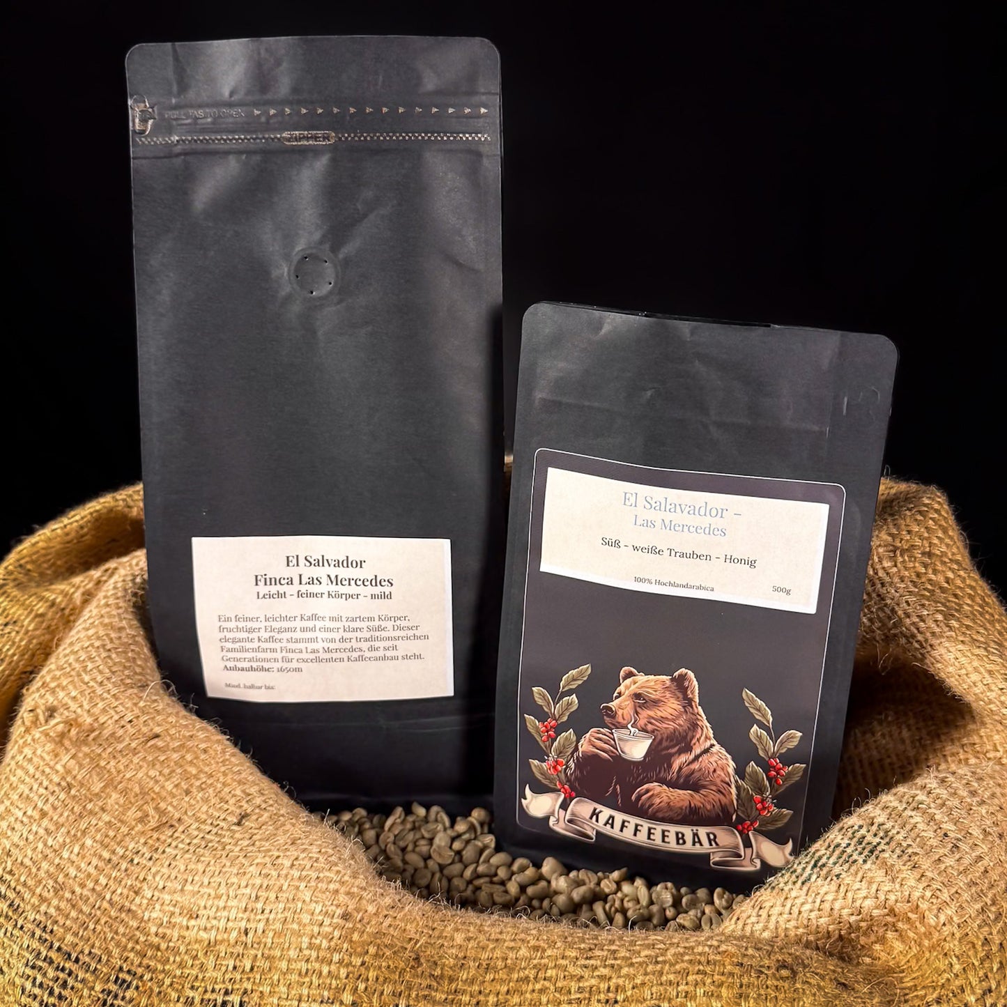 Kaffeetüten „El Salvador Las Mercedes“ von KaffeeBär – vollmundiger Arabica mit tropischem Aroma