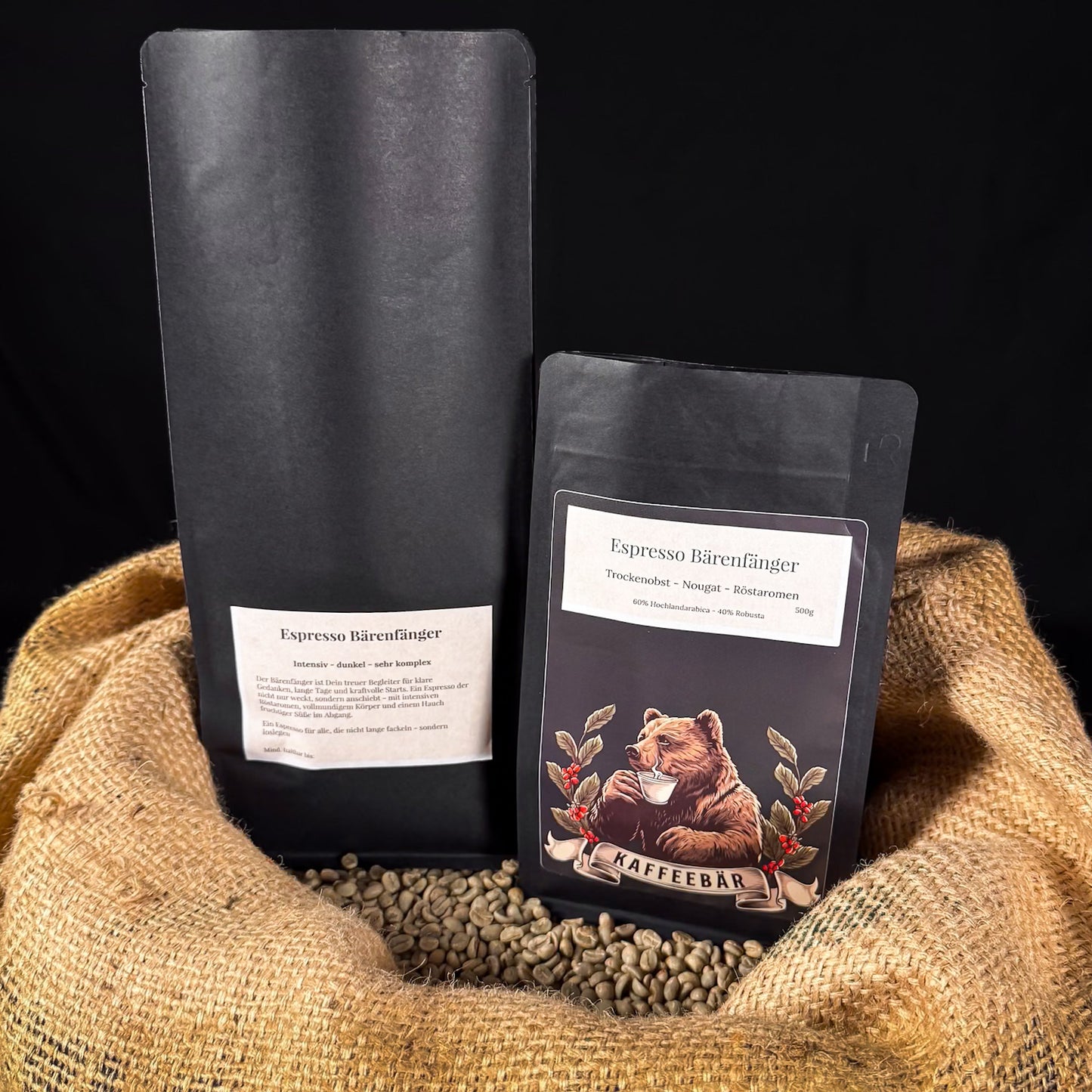 Kaffeetüten „Espresso Bärenfänger“ von KaffeeBär – nussig, mild & rund