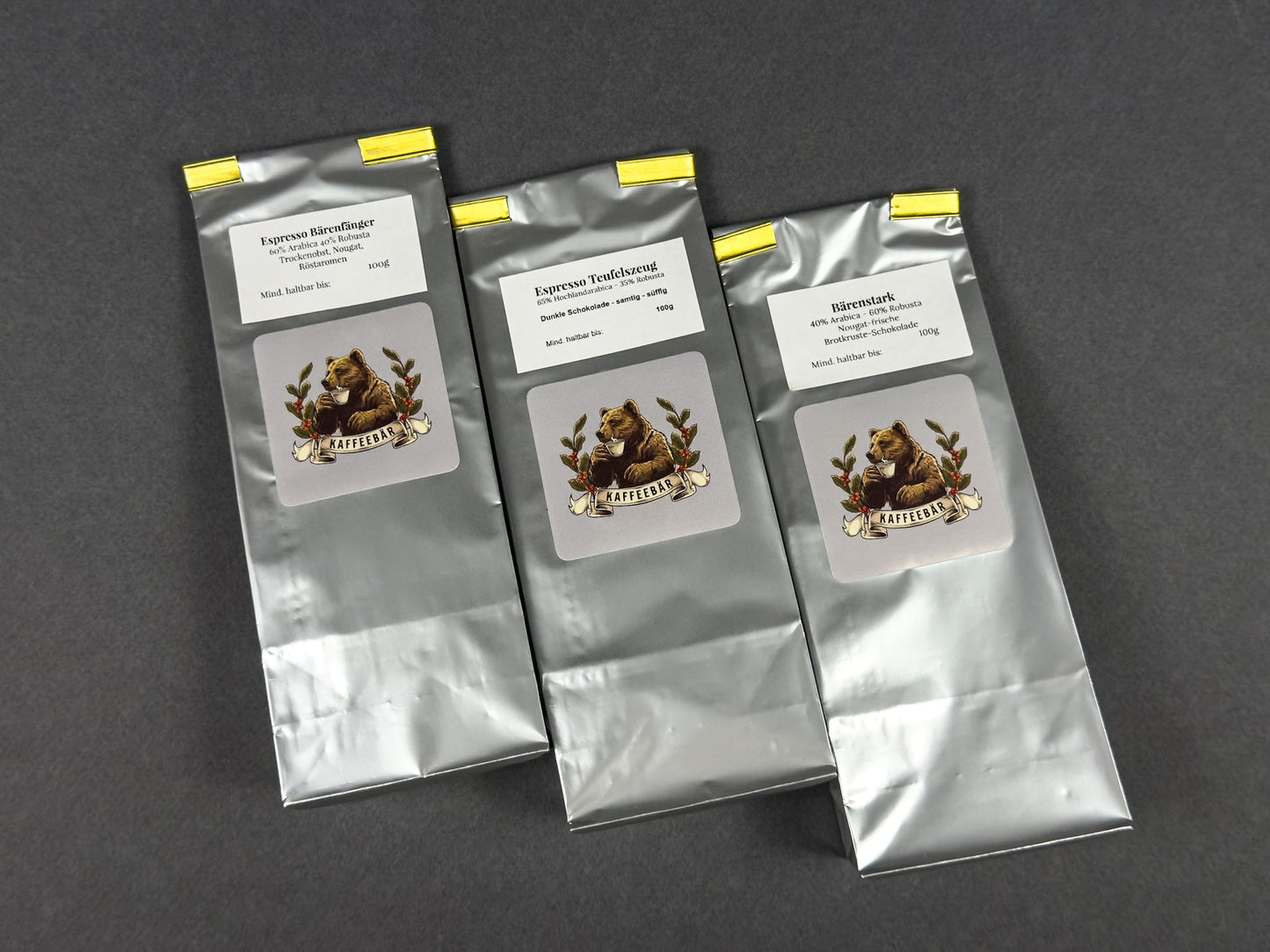 KaffeeBär Espresso Bundle 3×100g – dunkle Röstungen für Espresso-Liebhaber