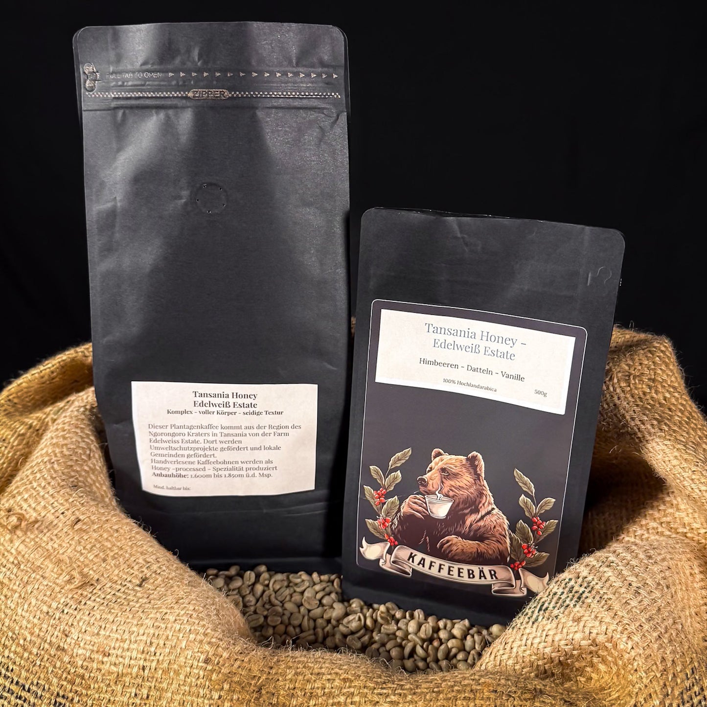 Kaffeetüten „Tansania Edelweiß Estate“ von KaffeeBär – fruchtig, süß & samtig vom Mount Kilimanjaro