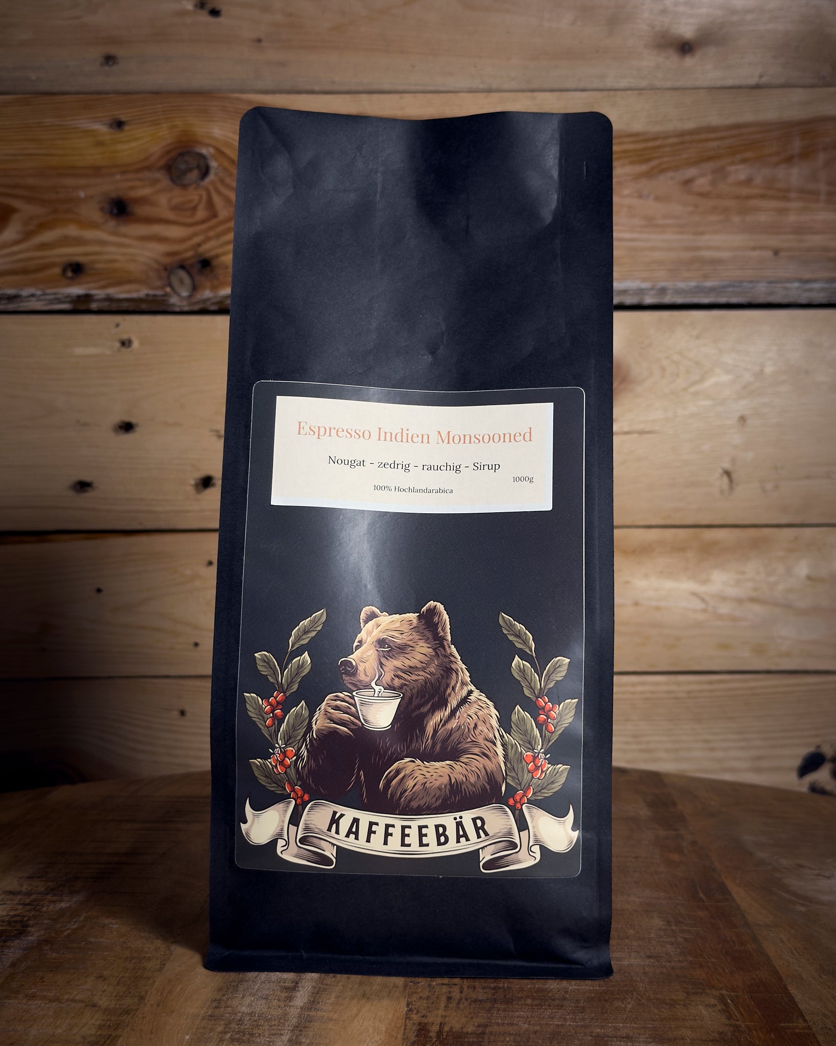 Handgerösteter Espresso Indien Malabar in der 1000g Vorratspackung von KaffeeBär.