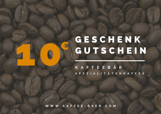 Digitaler Geschenkgutschein im Wert von 10 € der Kaffeerösterei KaffeeBär.