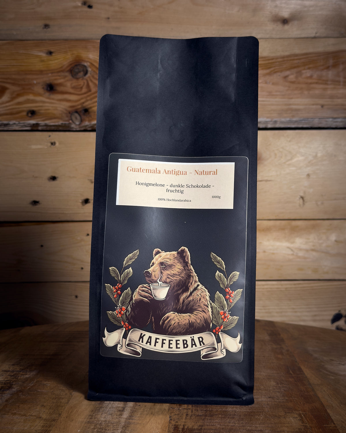 Guatemala Antigua Natural — 1000g Vorderansicht, KaffeeBär Rösterei