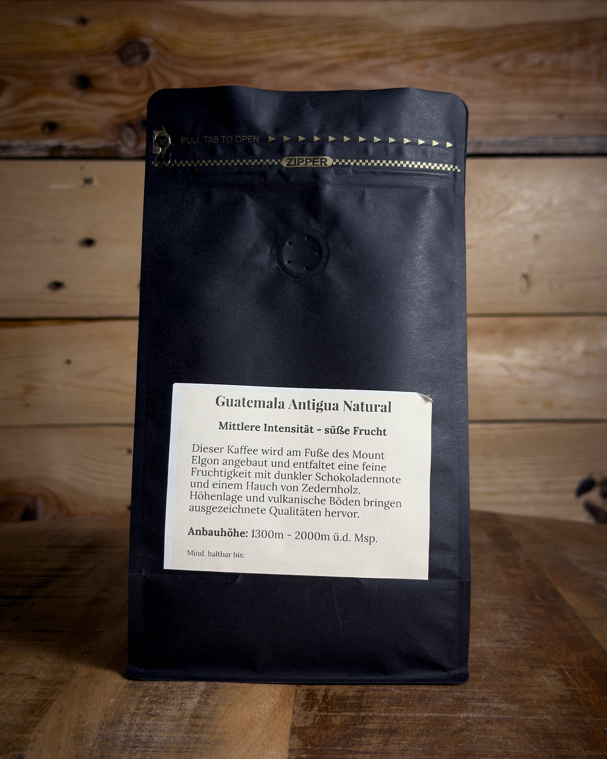 Guatemala Antigua Natural — 500g Rückansicht, KaffeeBär Rösterei