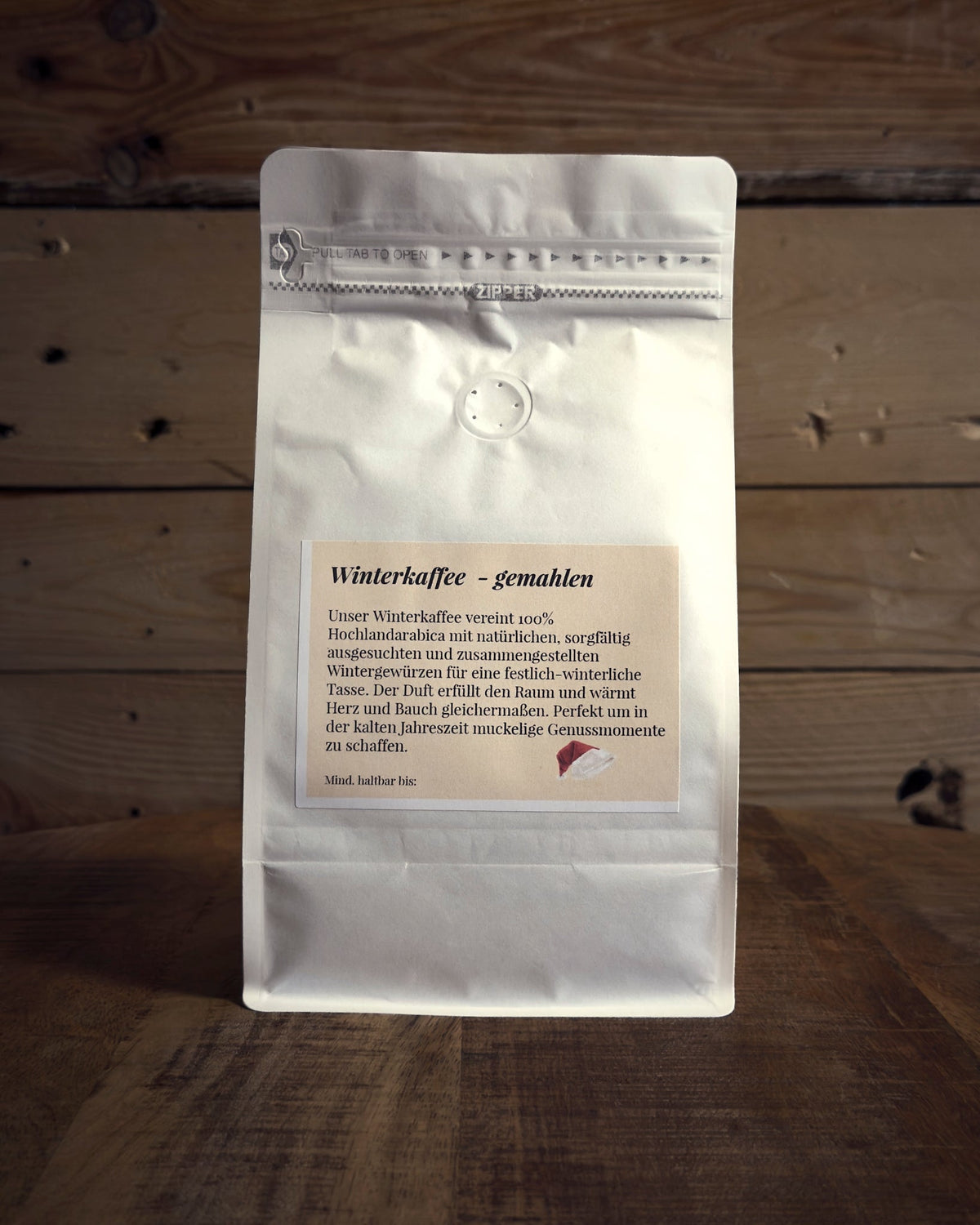 Winterkaffee - Gemahlener Gewürzkaffee — 500g Rückansicht, KaffeeBär Rösterei